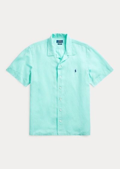 Camisa Polo Ralph Lauren Hombre Verdes - Custom Fit Linen-Blend - BNOJQ0769